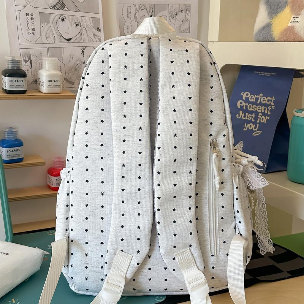 Schoolbag Sakura Milk Soft Mist Light Yellow Star Trail Round Chapter Schoolbag Korean Ins Refreshing Summer Sweet Sister Travel Class Backpack