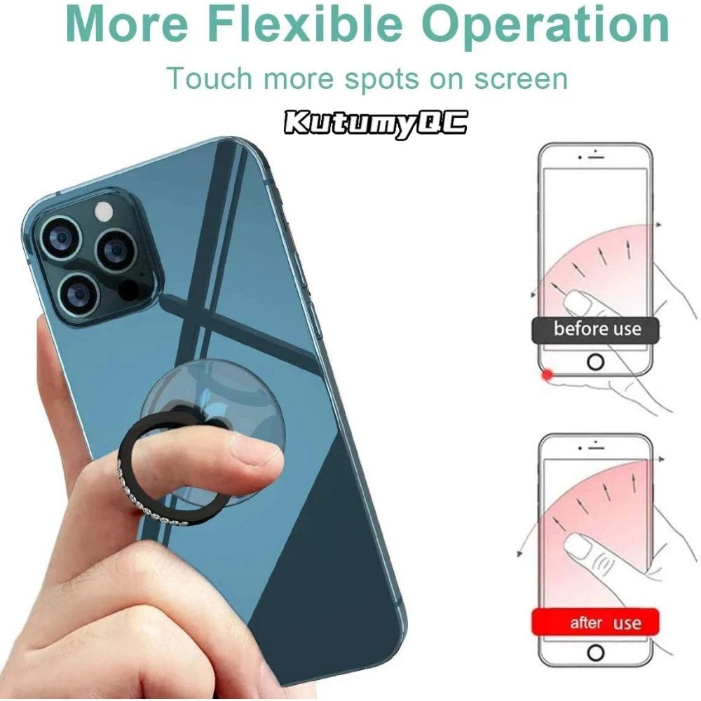 1PC Diamond Phone Ring Stand Transparent Finger Grip Transparent 360 ° Rotating Stand