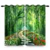 2 Pcs Forest Landscape Blackout Curtains Green Nature Scenery for Bedroom Living Room Thermal Insulated Room Darkening Drapes