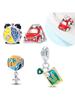 Plated 925 Silver Youth Colorful Canvas Charms Fit 925 Charms Bracelet Beads Jewelry Gifts for Women