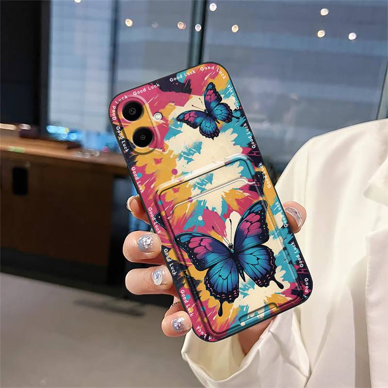 Fashion Design Protective Phone Case For Samsung Galaxy A07 Full Wrap Shockproof Graffiti Dirt-resistant Card Bag TPU