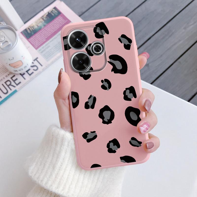 For Redmi 13 4G Phone Case Brown Leopard Print Soft Silicone TPU Cover Colorful Marble Fundas For Xiaomi Redmi 13 Redmi13 Coque