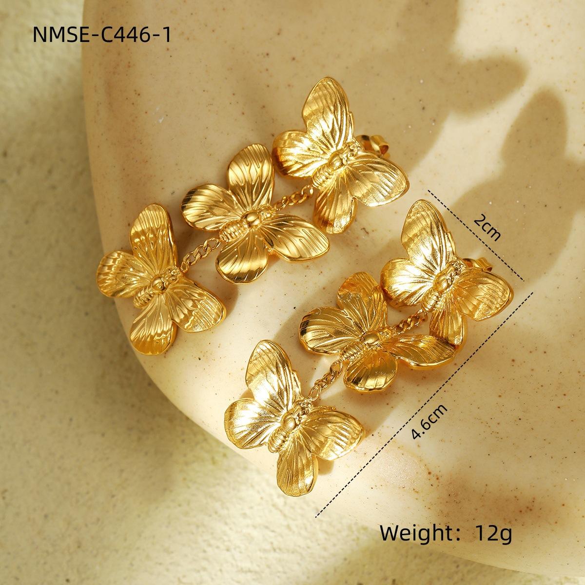 GEMCHIC Women s Pearl Butterfly Tassel Titanium Steel Earrings Fashionable Light Luxury High-end Stainless Steel Ear Studs