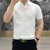 Men S Korean Style Short Sleeve Knit Polo Shirt Summer Casual Top