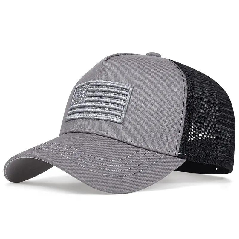 Hot sale High quality American Flag Embroidery Baseball Net Caps Spring and Summer Outdoor Adjustable Casual Hats Sunscreen Hat
