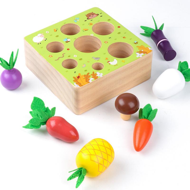 Happy Farm Pull Radish Splicing Building Block Children's Early Education Fruits and Vegetables Cognitive Training Educational Toys