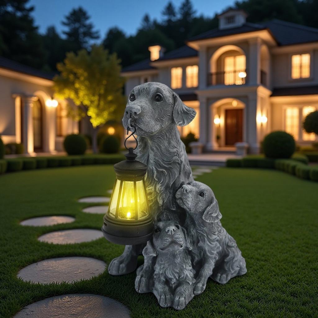 JYL TS/060,Creative Resin Simulation Golden Retriever Statue Solar Light for Garden Corridor Home Decor Lamp