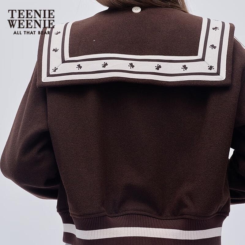 Teenie Weenie Women's Sailor Collar Two-Way Wool Baseball Jacket