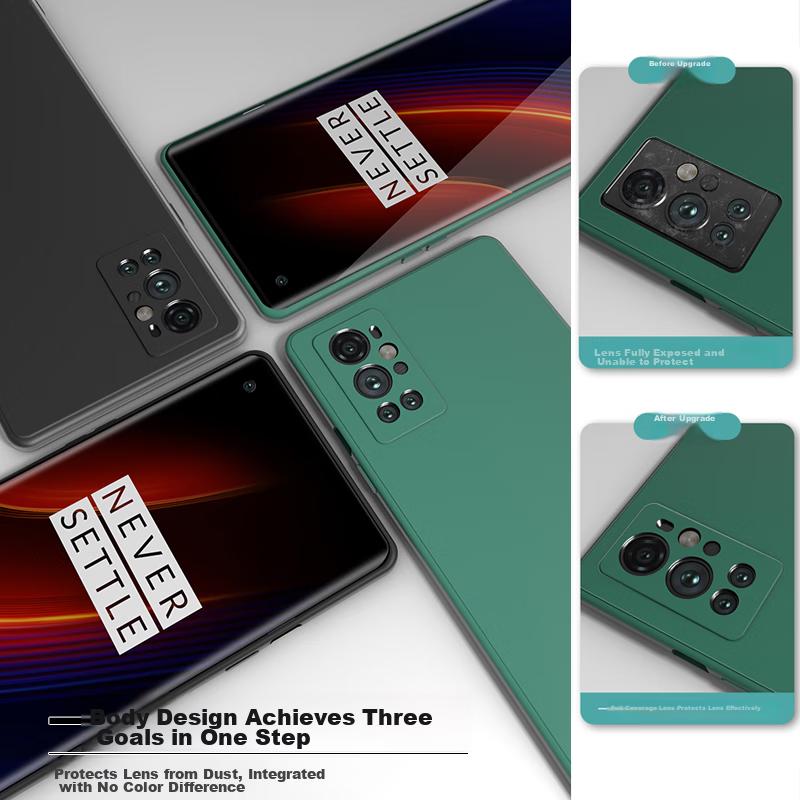 Phone Case for OnePlus 9 Pro, OnePlus 9 Pro Protective Cover, Full Lens Protection Upgraded Frosted Anti-Drop Silicone Soft Case - Midnight Black