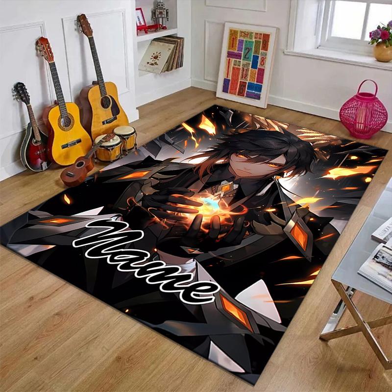 Custom Genshin Impact Mat Personalized Name, Polyester Washable Indoor Entryway Rug, Gift for Christmas, Easter, Thanksgiving Day