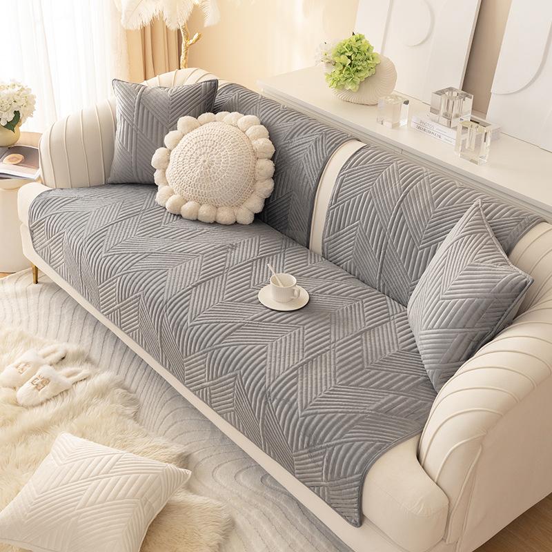 Light Luxury Style Sofa Cushion Winter Simple Cushion Four-season Anti-slip Plush Cover Backrest Towel