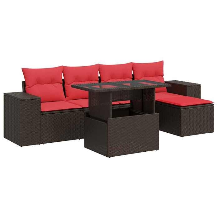 VidaXL Garden Furniture Set with Cushions 6pcs Brown Braided Resin Acacia, Outdoor Sofa Set, Garden Lounge 3326785