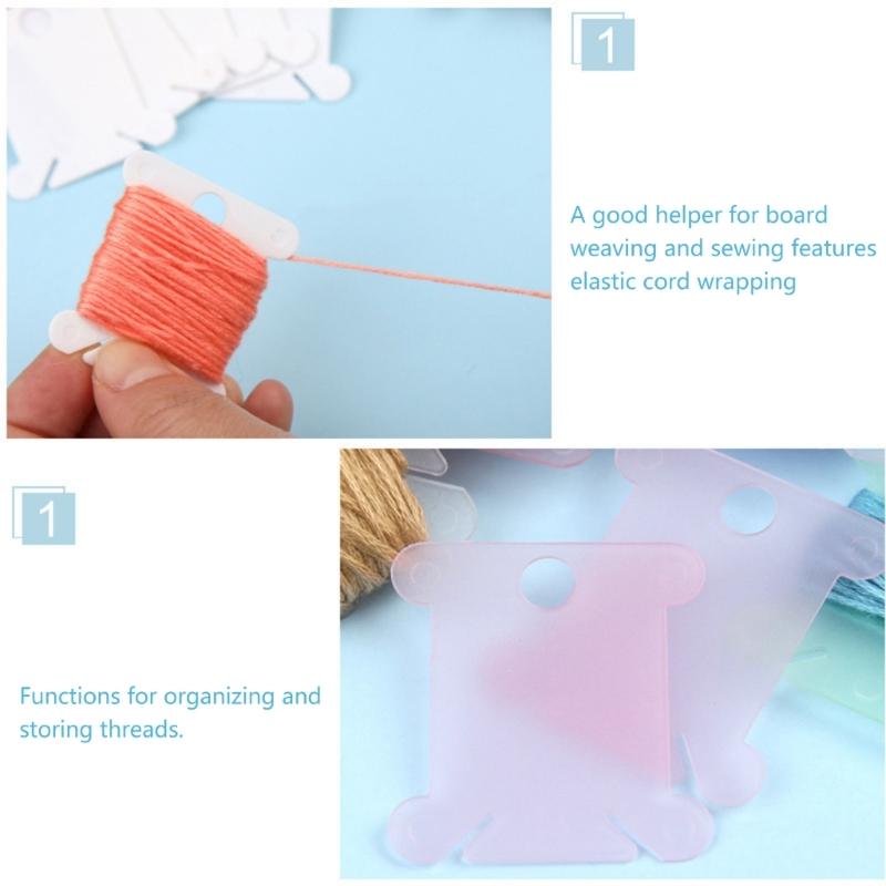 Floss Winder with Embroidery Thread Bobbins Embroidery Thread Cards Crosses Stitching Yarn Cards Floss Bobbins for Craft
