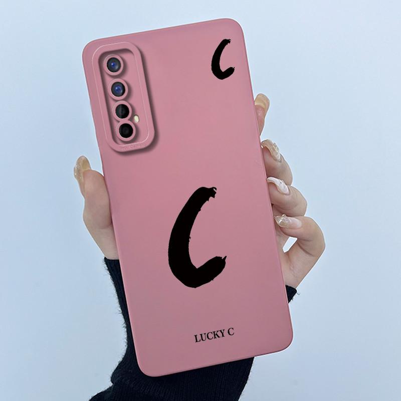 For Realme 7 RMX2155 7 Pro RMX2170 Casing Cover Lucky Initial Letter Soft Silicone Matte Phone Case for Realme7 RMX2151 shell