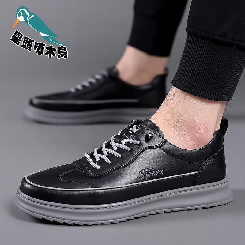 Star-headed Woodpecker Men's Shoes Special Shoes First Layer Cowhide Sleeve Feet White Shoes Versatile Shoes