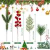 Red Berries Christmas Artificial Pine Branches Plastic DIY Faux Pine Greenery Leaves Accessories Fake Cedar Pine