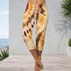 Women Plus Size Tie Dye Print Capri Leggings High Waist Soft Elastic Slim Fit Casual Fitness Workout Cropped Trousers For Ladies