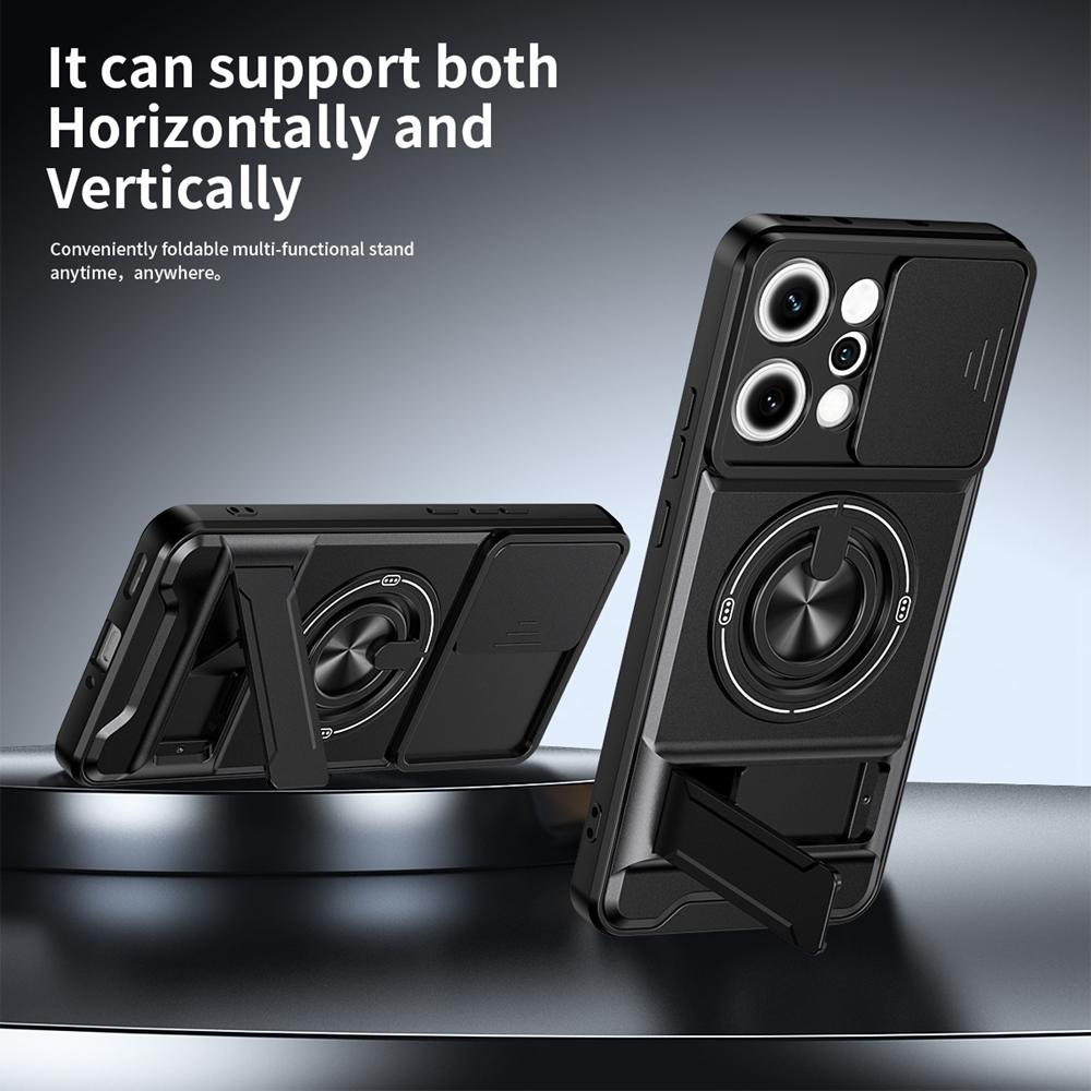 KEYSION Magnetic Phone Case for OPPO Reno14 Pro 5G Reno14 F 5G Slide Camera Protection Upright Kickstand Ring Shockproof Cover