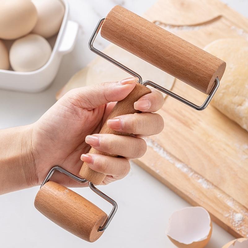 Ergonomic Handle Kitchen Rolling Pin Wooden Dough Flattener Beechwood Roller For Baking Cooking And Food Preparation