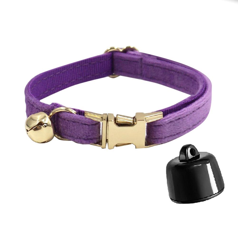 Smart Cat Collar with Bell Personalised Pet Accessories Lightweight Cat Dog Tracker Compatible with iOS and Android фиолетовый