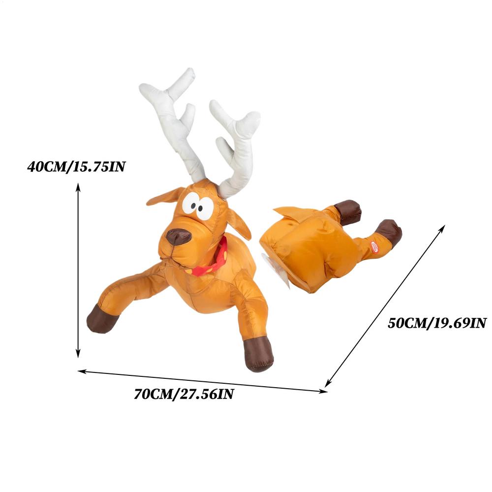 Christmas Crashing Animated Decoration Smashing Santa Reindeer Decoration Sound Activation Decor with Broken Glass Sticker and