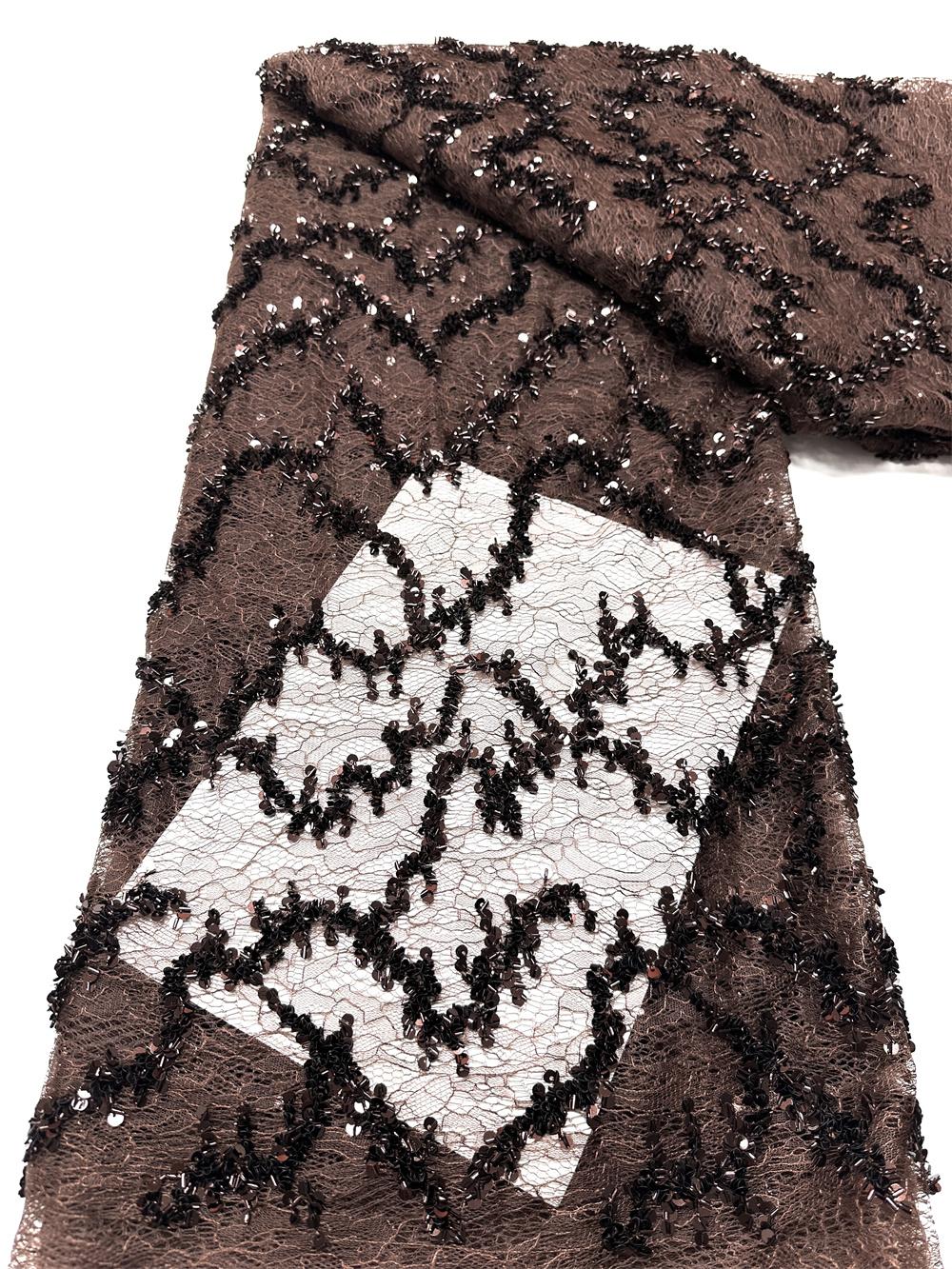 

African French Sequined Lace Fabrics 2026 High Quality Tulle Lace 5 Yards Nigerian Embroidered Dress Material For Party Wedding 5 yards&120cm
