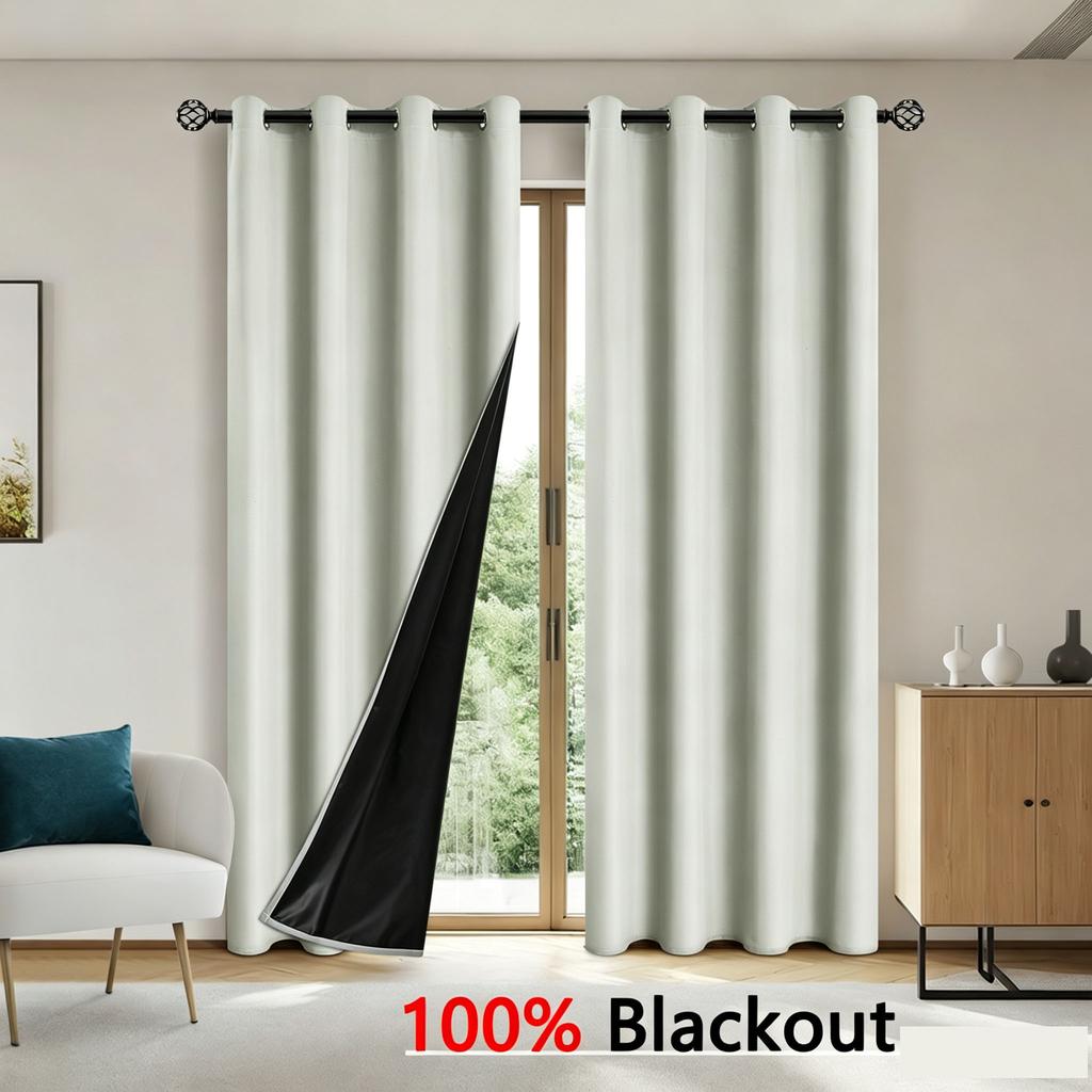 100% Blackout Curtains for Bedroom Living Room Thermal Insulated Grommet Window Drapes Privacy Protection Home Decor