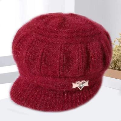 Winter Thickened Warm Knitted Hat, New Plush Old Lady Wool Hat, Women's Duck Tongue Ear Protector