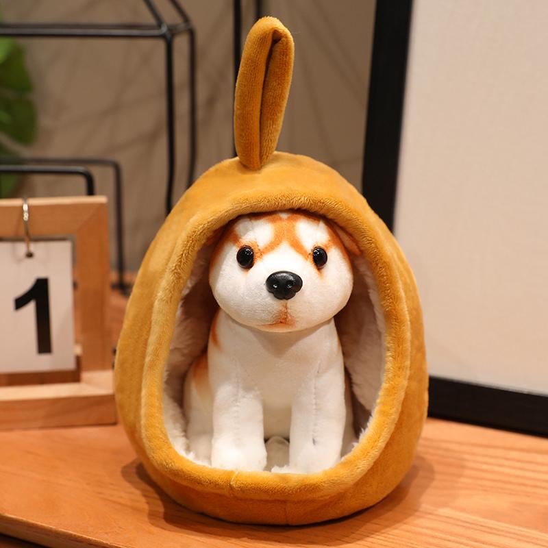 New Small Realistic Plush Toy Soft Dog Bed And Puppy 2-In-1 Plush Doll Kawaii Gift Stuffed Animal Giraffe Lion Tiger Plushies
