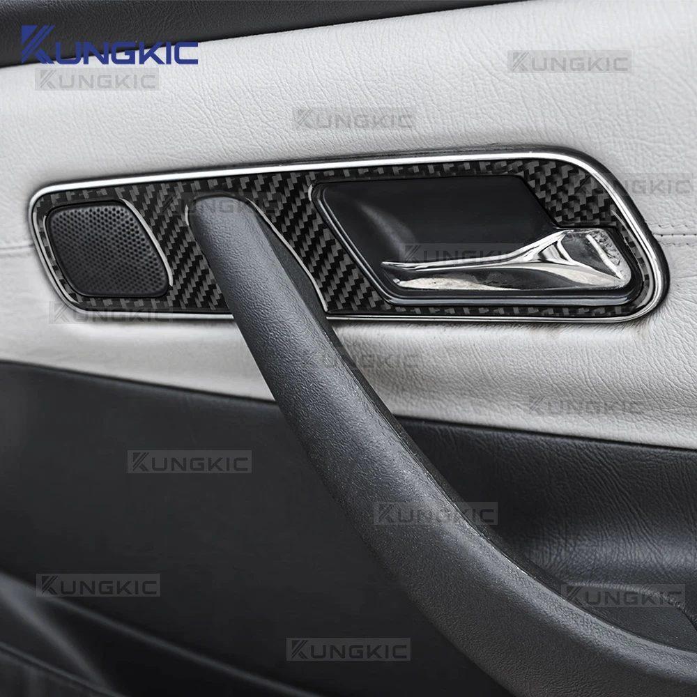 Real Soft Carbon Fiber For Mercedes Benz SLK R170 1996 1997 1998 1999 2000 2001 2002 2003 Inner Door Handle frame Trim Sticker