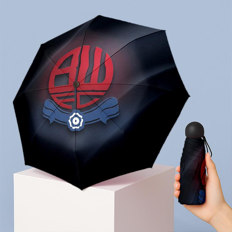 Bolton Wanderers FC Mini 5 Fold Pocket Umbrella Compact Lightweight Anti UV Rain Sun Protection Umbrella Portable Travel Umbrella