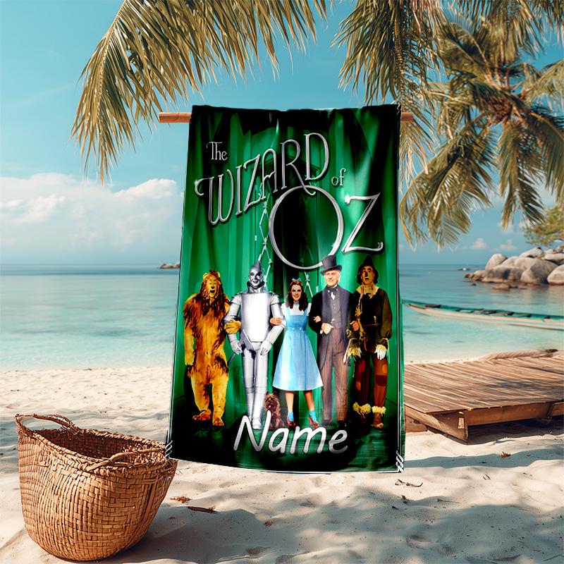 Personalized customized proof beach towel with The Wizard of Oz pattern - soft, absorbent,quick-drying,perfect swimming,camping&bathing