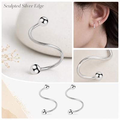 Minimalist Hoop Stud Earrings Stainless Steel S Shaped Open Design Lightweight Modern Jewelry for Daily Wear Women Men