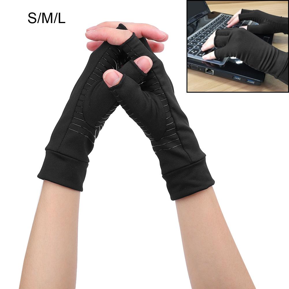 1 Pair Open Finger Arthritis Compression Gloves Copper Infused Content Therapy Gloves