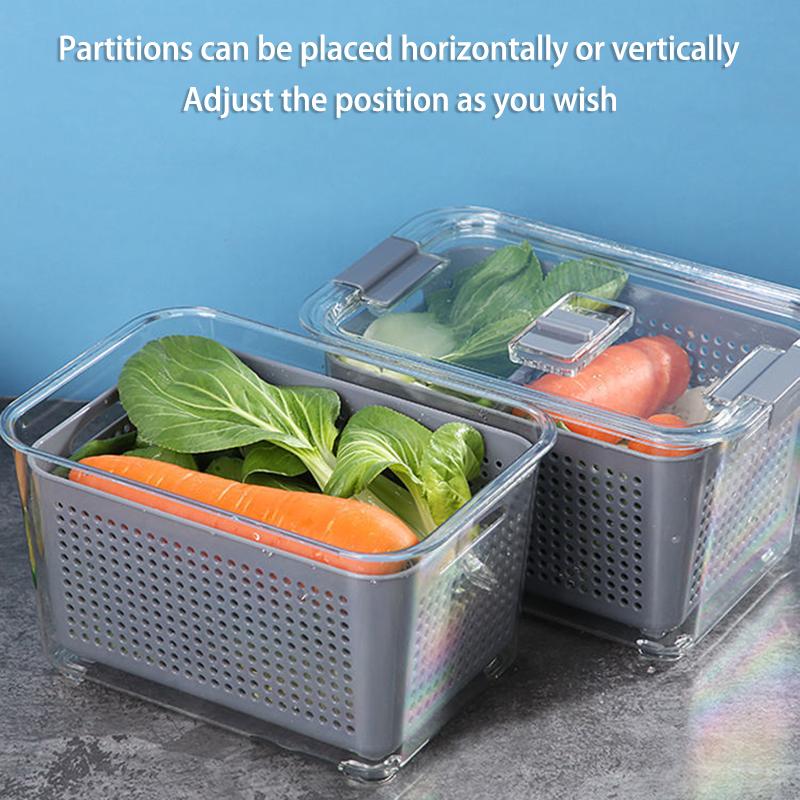 Large Capacity Refrigerator Food Crisper Vegetable Fruit Storage Box for Kitchen Draining Basket Food Seal Boxes Food Storage