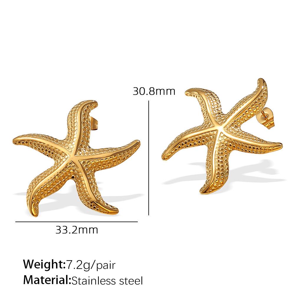 

2025 Ocean series earrings European and American style starfish earrings exaggerated versatile trend summer earrings women