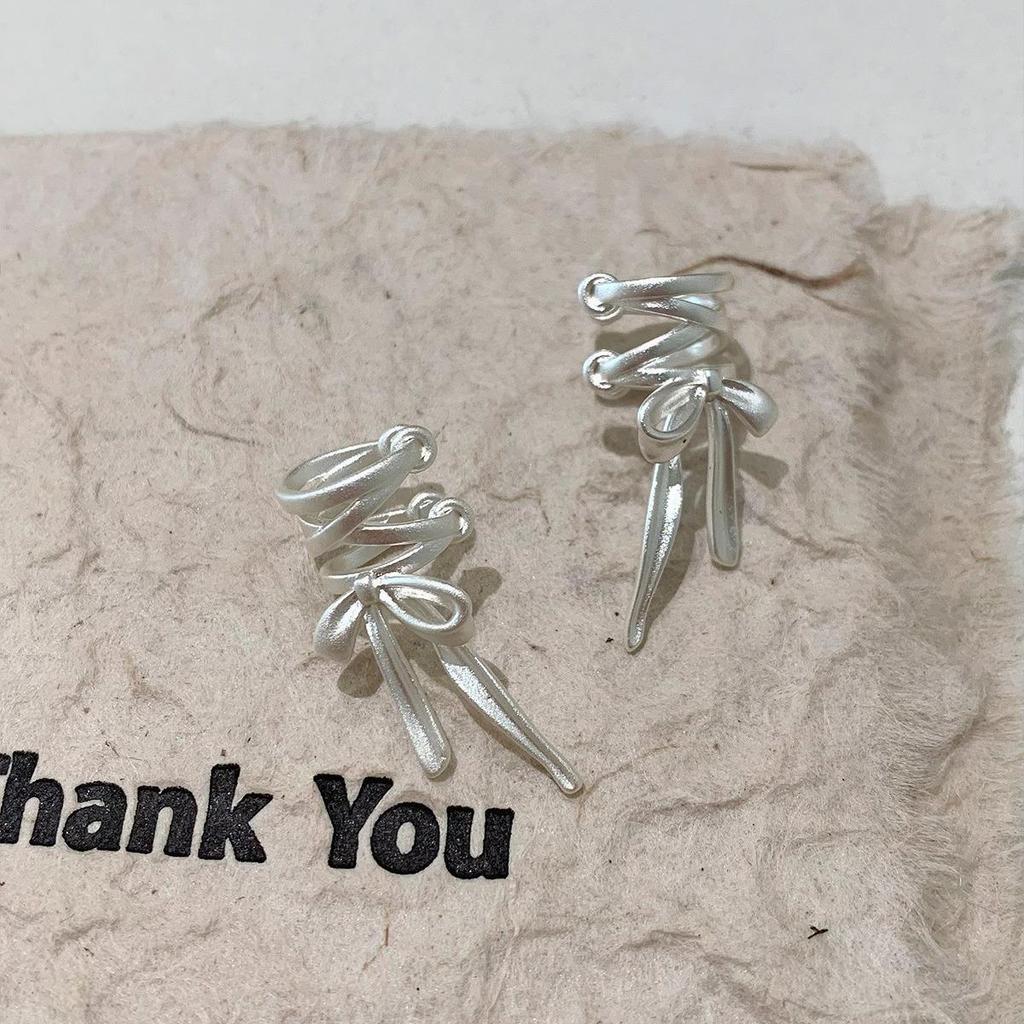 Spring/Summer Ribbon Bow Tie-Up Ear Cuff Earrings for Women