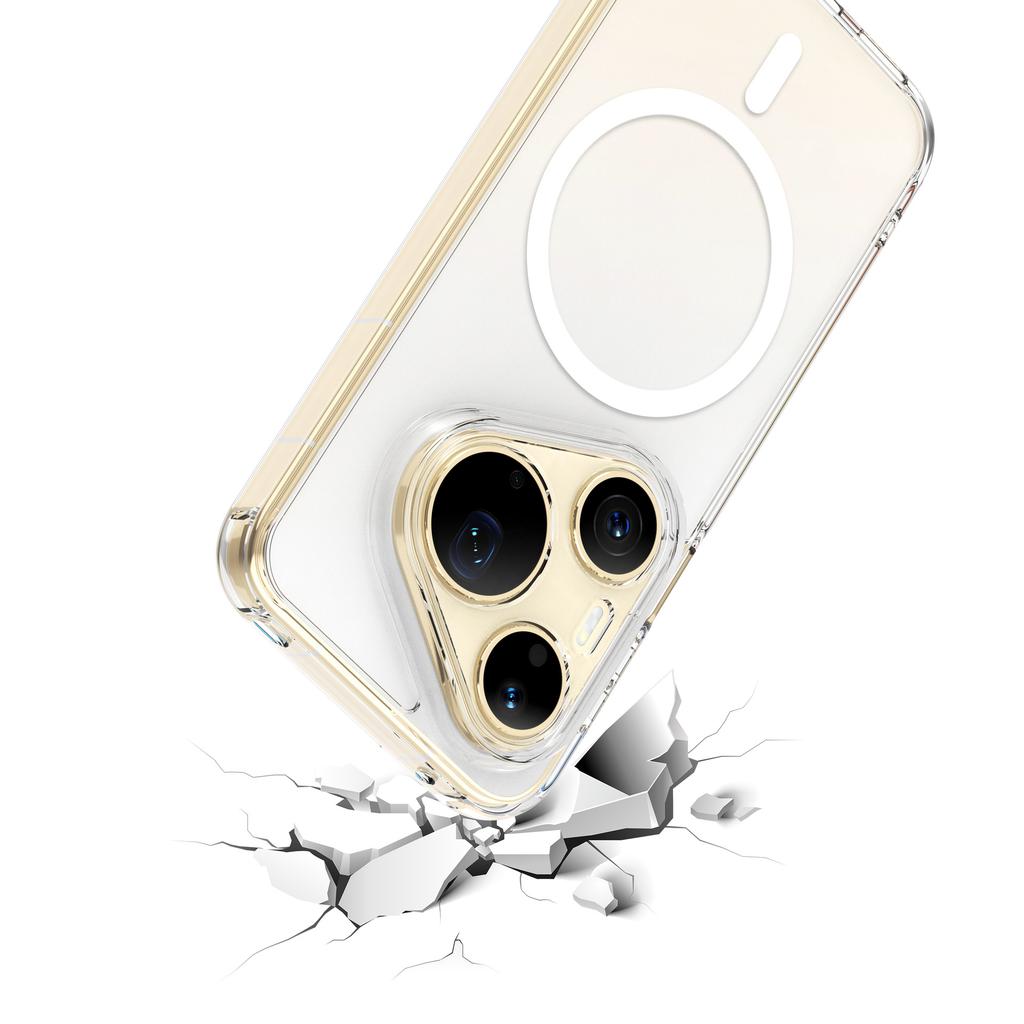 Applicable to Huawei Pura 90 2-in-1 Transparent Magnetic Suction Huawei Mate80 5G Bayer Anti-Yellow TPU + PC Set Beer