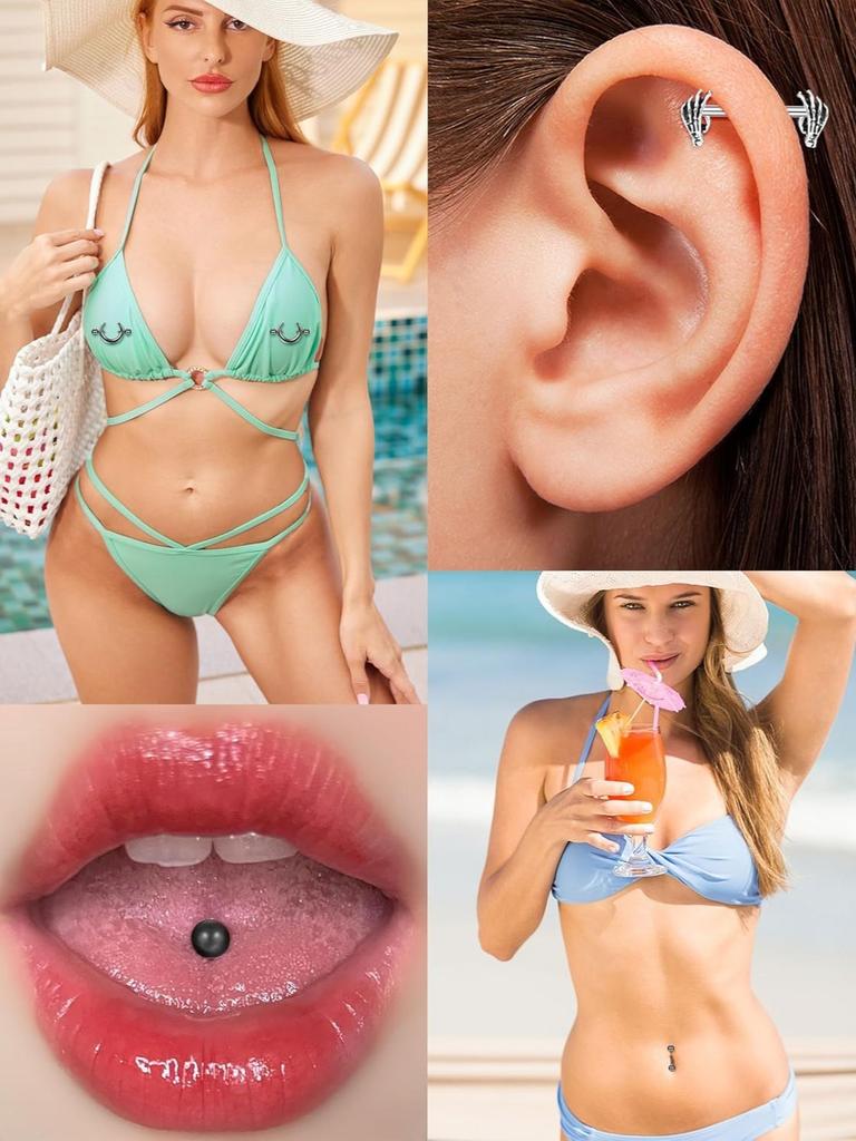 Bobisty 6 Pairs 14G Nipple Rings Set for Women 316L Stainless Steel Heart Butterfly Moon CZ Flower Nipple Rings Piercing Jewelry
