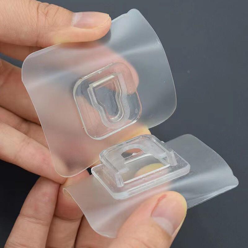 Transparent No-Drill Adhesive Hooks for Bathroom & Kitchen - No-Trace Design