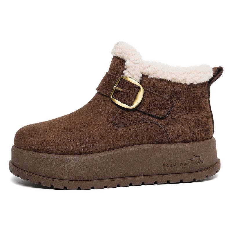 Fleece Plateau Schuhe Damen Neue Winter Ein-Pedal Faule Schuhe Verdickt Warm Schneestiefel