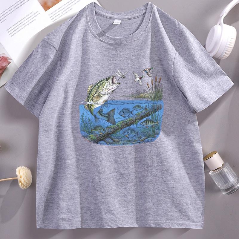 90s Bass River TShirt for Unisex Womens Unisex Graphic Tee Vintage River Wildlife Tee Cotton Short Sleeve T Shirt Summer Tops