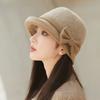WTEMPO Damskie Eleganckie Ciepłe Grube Miękkie Jednokolorowe Kapelusze z Kokardą Jesień Zima Codzienne Wszechstronne Retro Wiatroodporne Zimoodporne Kapelusze