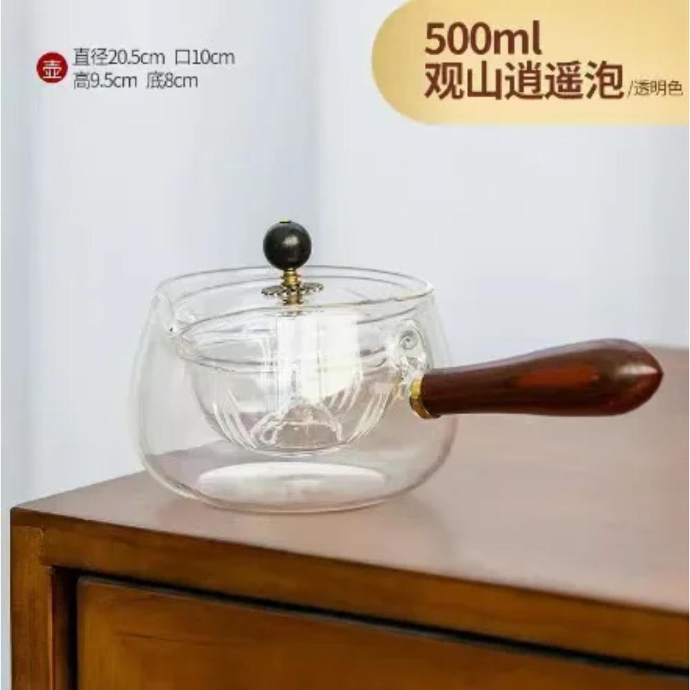 Side Handle Glass Teapots High Temperature Resistant Kung Fu Teaware Accessories Rotating Tea Water Separation Filter Tea Tools
