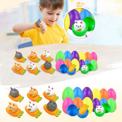 12pcs Easter Egg Carrot  Animal Pull Back Car
