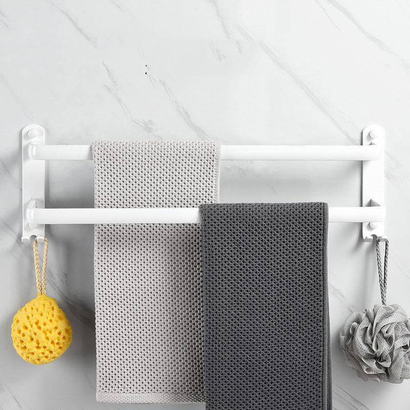 White Aluminum Bathroom Towel Rod Wall-mounted Toilet Towel Storage Rack 1/2/3 Layer Rod Towel Rack Bathroom Hardware 30-50cm