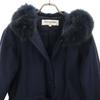 YVES SAINT LAURENT 90s Old Stainless collar coat M Navy with fox fur Women Used