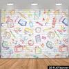 2D plane returning to school background hand-drawn pencil book white brick wall photography background first day