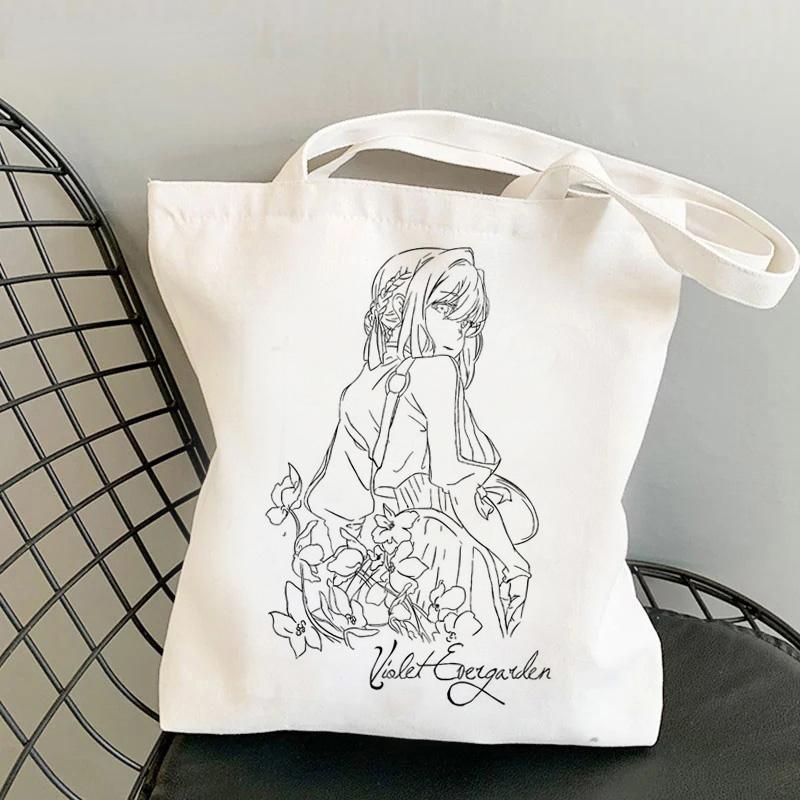 

Фиолетовая сумка для покупок Evergarden из хлопка bolsas de tela холст-шоппер сумка для покупок boodschappentas веревка джутовый захват 24*26cm