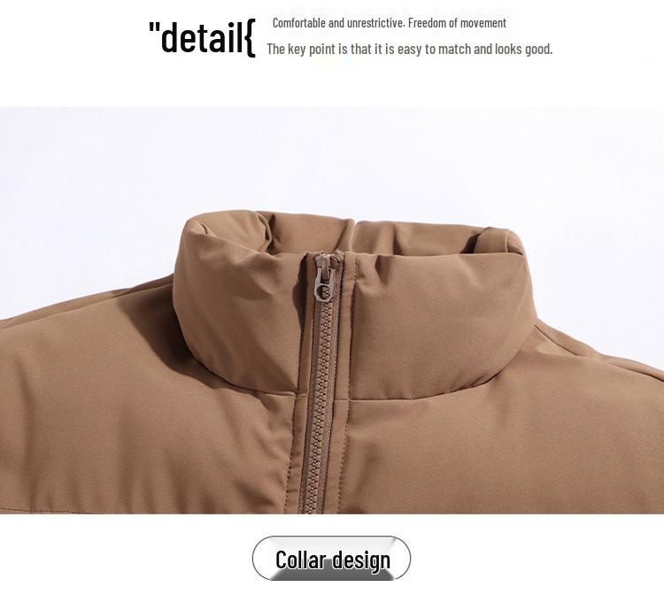 Lulu Men's 2025 Casual Cotton Padded Stand Collar Bread Jacket - Thick, Loose, and Warm for Winter